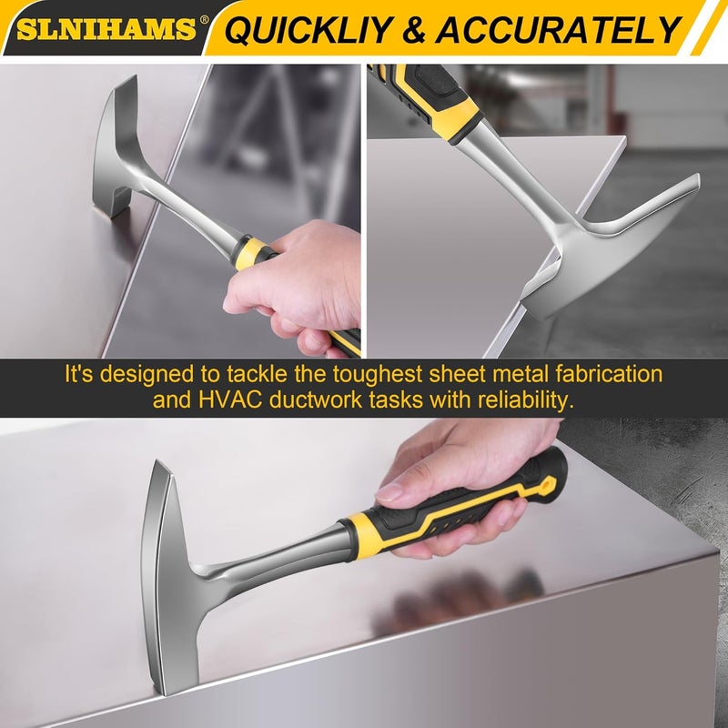 SLNIHAMS Tinner's Hammer, 18oz Sheet Metal Hammer Tools, Hvac Tool Tinners Hammer with Forged Steel Construction and Shock Reduction Grip, Sheet Metal Hammers, Welding and Chipping Hammer - Image 5